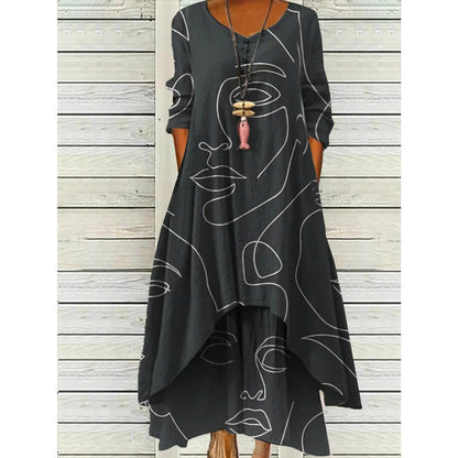 KS | Long-sleeved maxi dress - button neckline