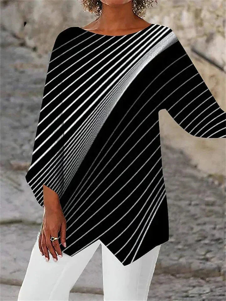 Stylish geometric printed long-sleeved blouse