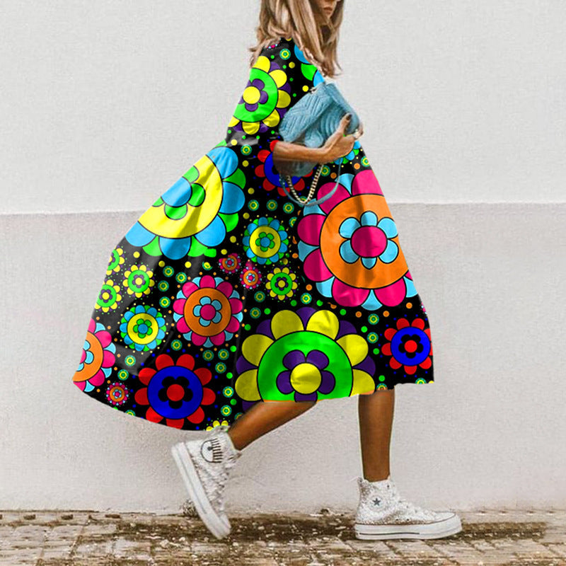Printed A-line midi dress