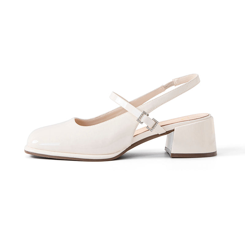 Women's Faux Leather Buckle Block Heels