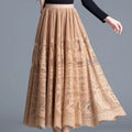 Khaki Embroidered Tulle Skirt Summer