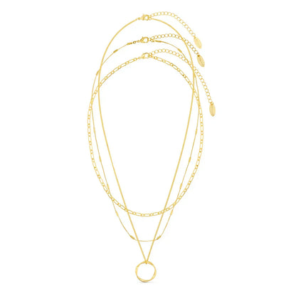 Open Circle Three Row Necklace