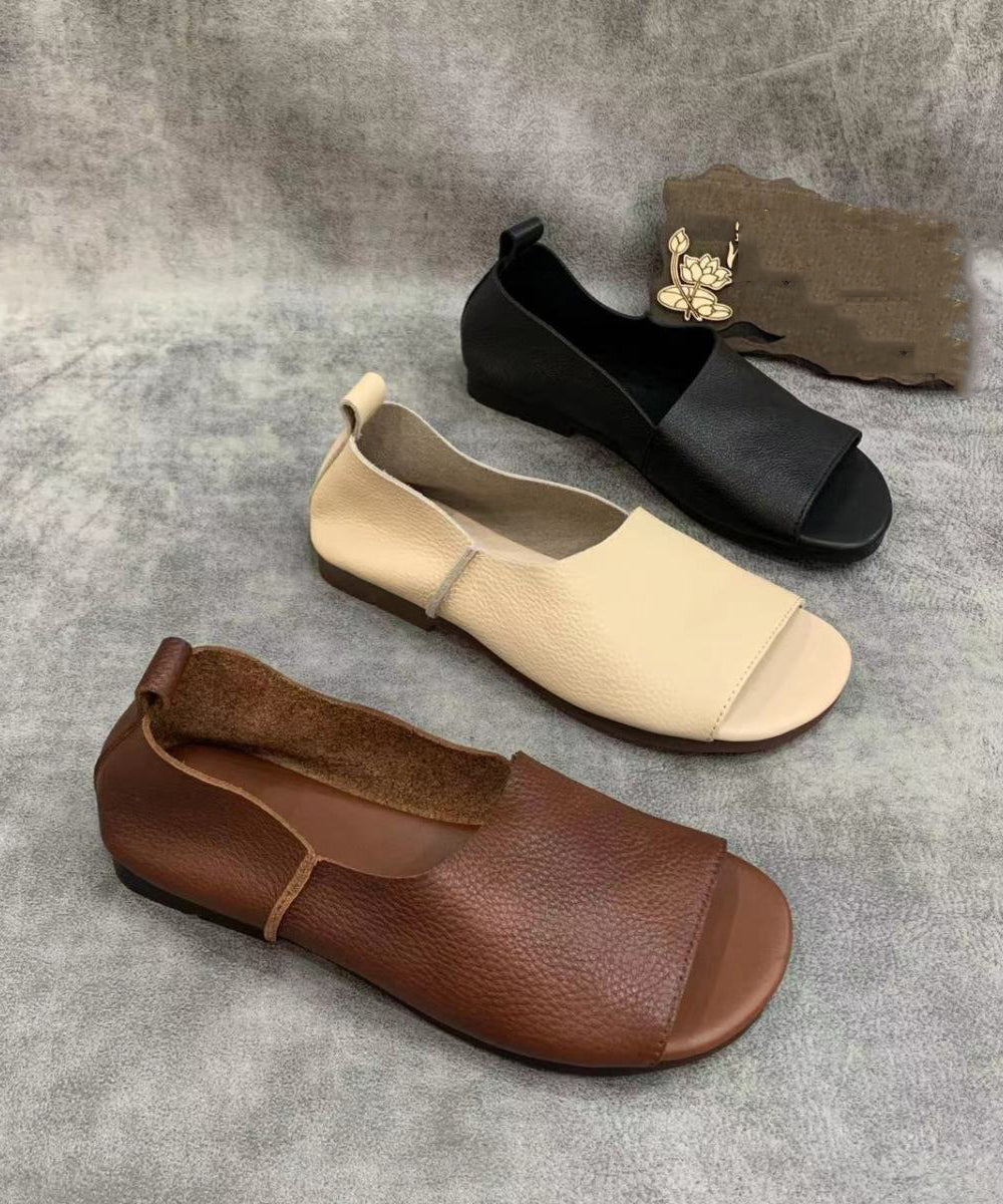 Minimalist, open-toe slip-on flats