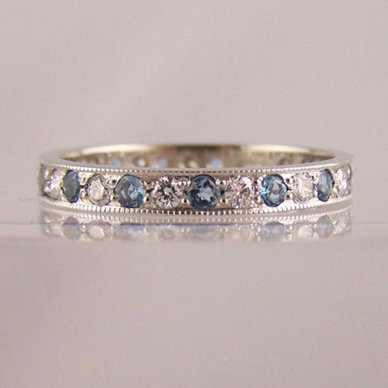Vintage Blue Inlaid Stones Ring