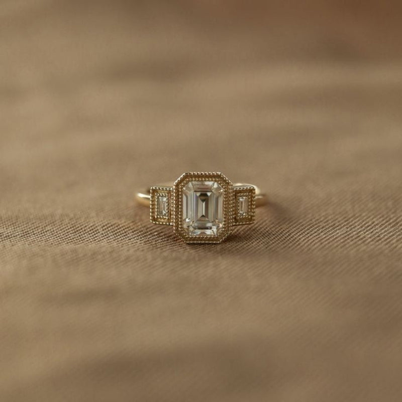 Gold White Glass Ring