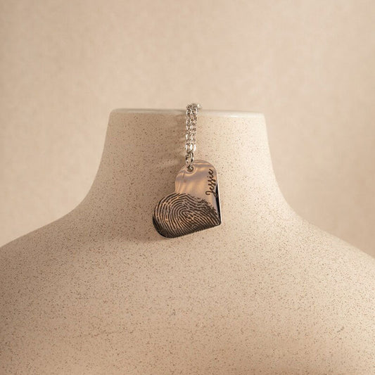 Personalized Fingerprint Heart Necklace