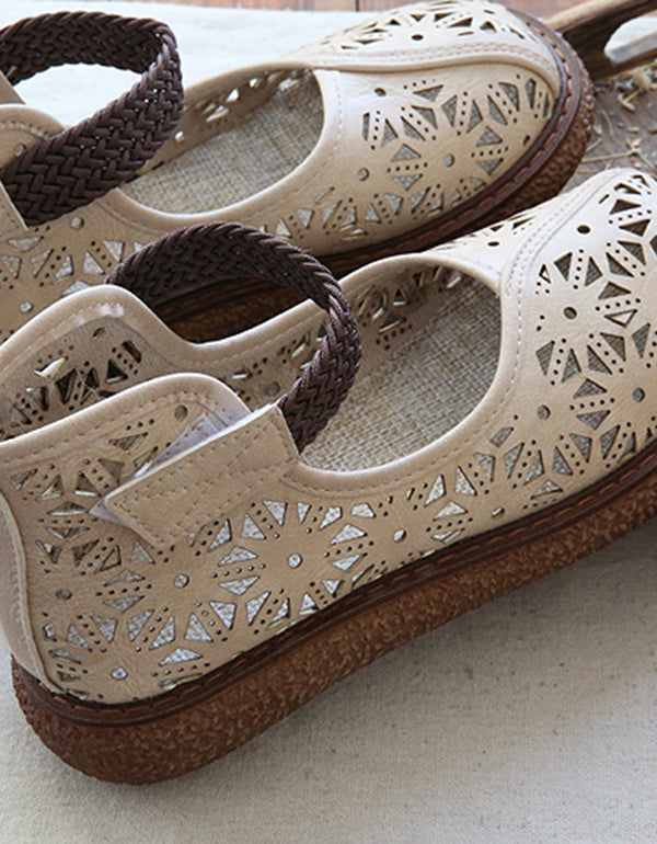 Floral cut-out slip-on shoes