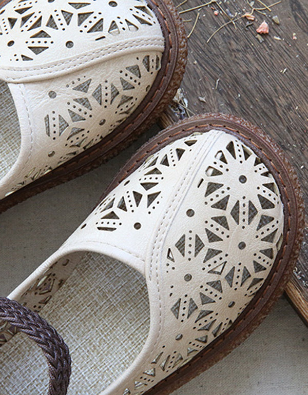 Floral cut-out slip-on shoes