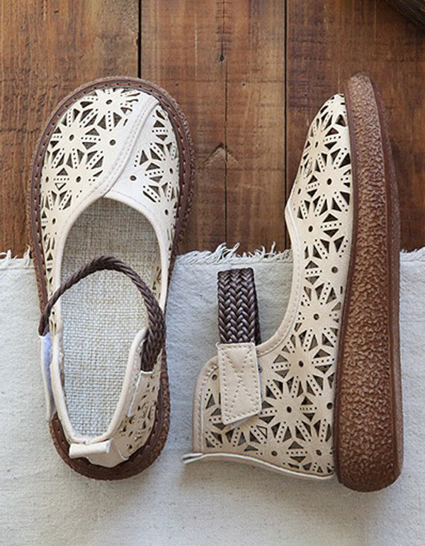 Floral cut-out slip-on shoes