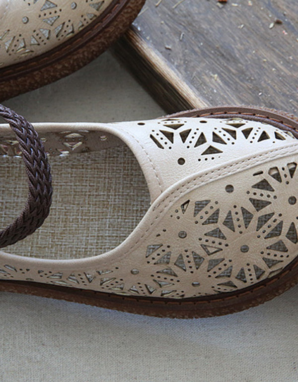 Floral cut-out slip-on shoes