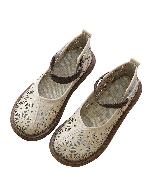 Floral cut-out slip-on shoes