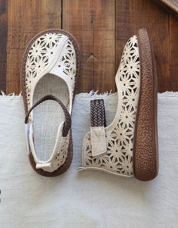 Floral cut-out slip-on shoes