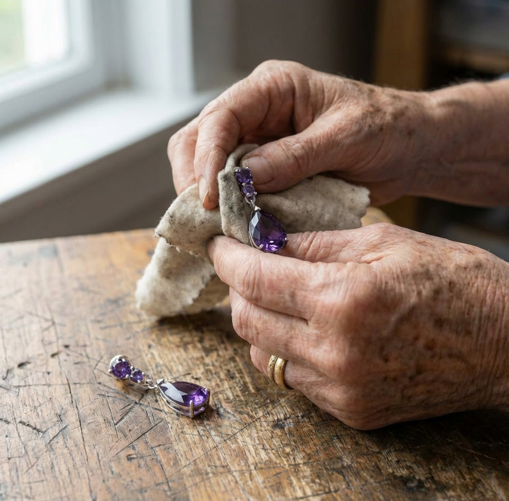 Purple Stone Waterdrop Earrings
