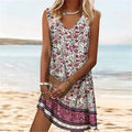 Sleeveless mini dress with V-neckline