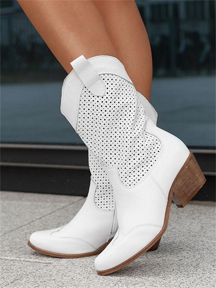 Mid High Heel Branded Suede Low Cut Women's Boots Trendy