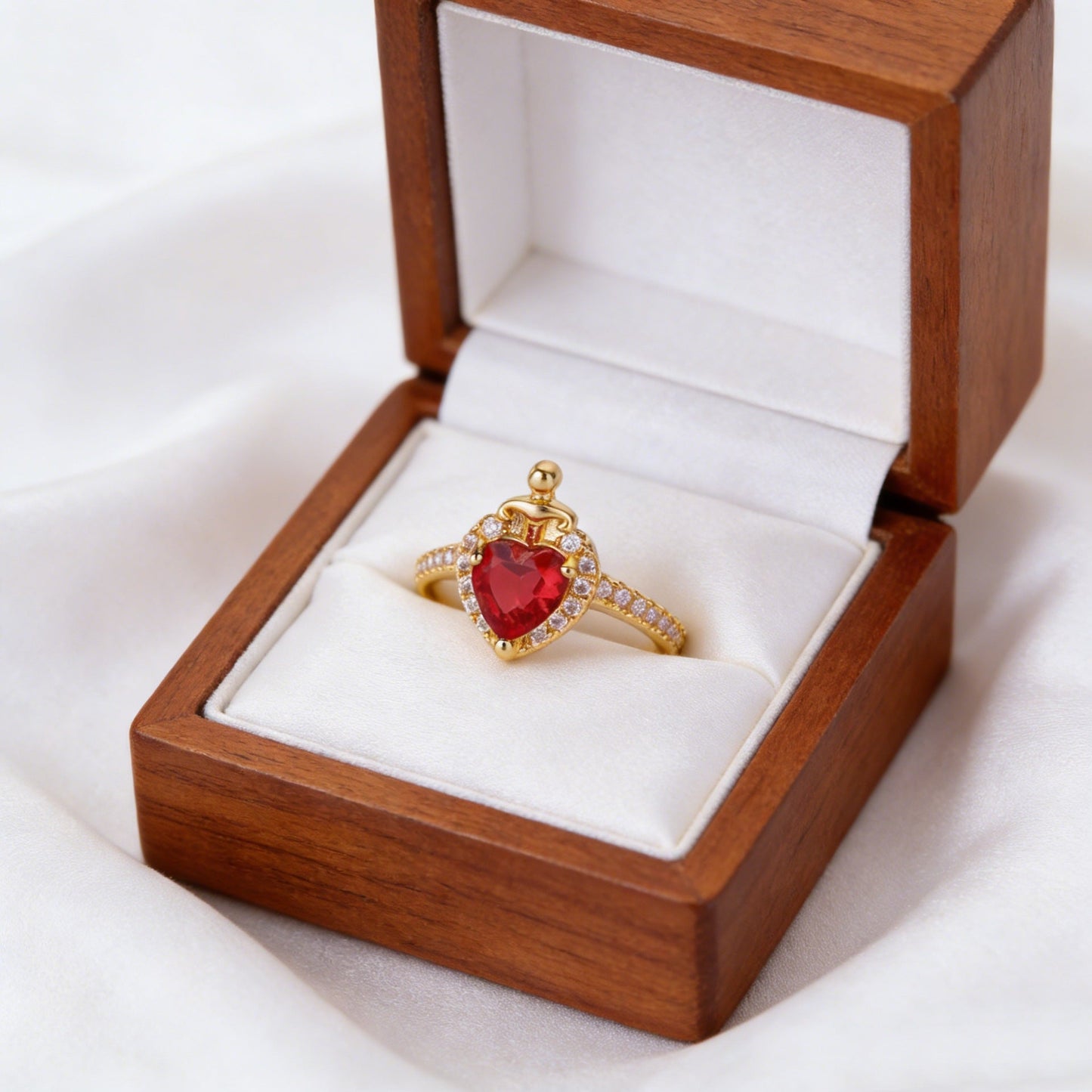 Romantic Ruby Heart Ring