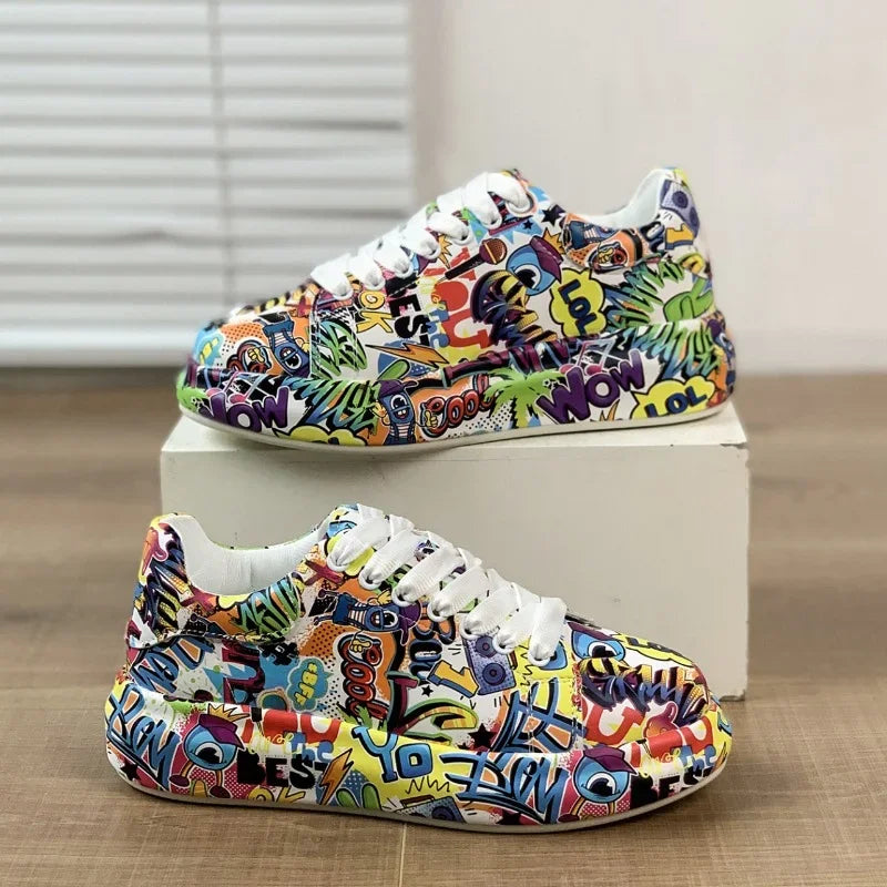 Vibrant graffiti-style sneakers