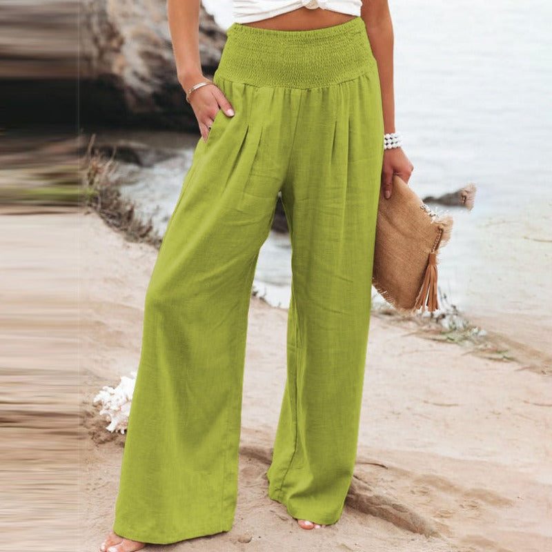 Pants with wide leg and high waist