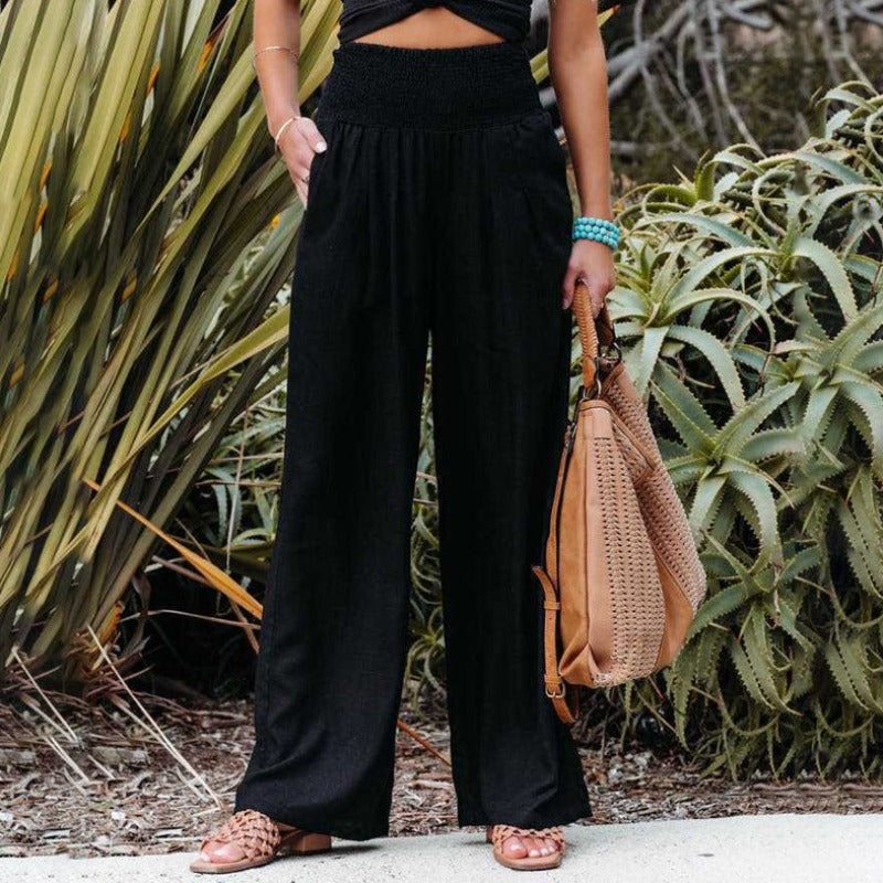 Pants with wide leg and high waist
