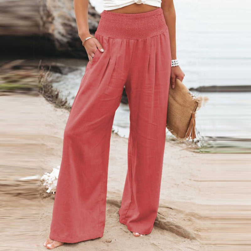 Pants with wide leg and high waist