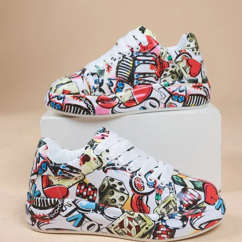 Vibrant graffiti-style sneakers