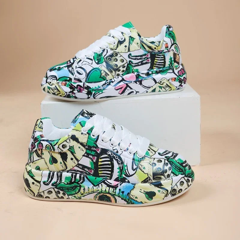 Vibrant graffiti-style sneakers