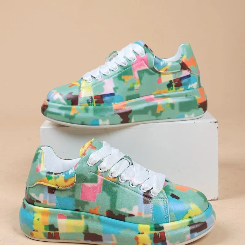 Vibrant graffiti-style sneakers