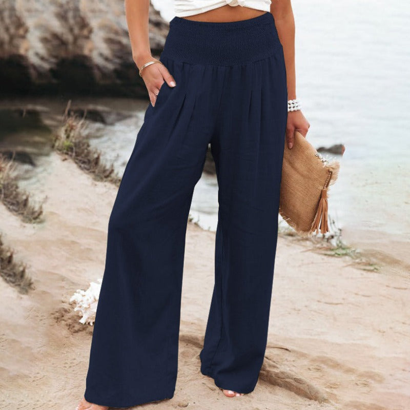 Pants with wide leg and high waist
