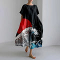 Plus-size loose fit summer dress with pocket & O-neck Elegant summer maxi dress