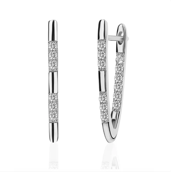Rose Gold Zircon Inlaid Earrings