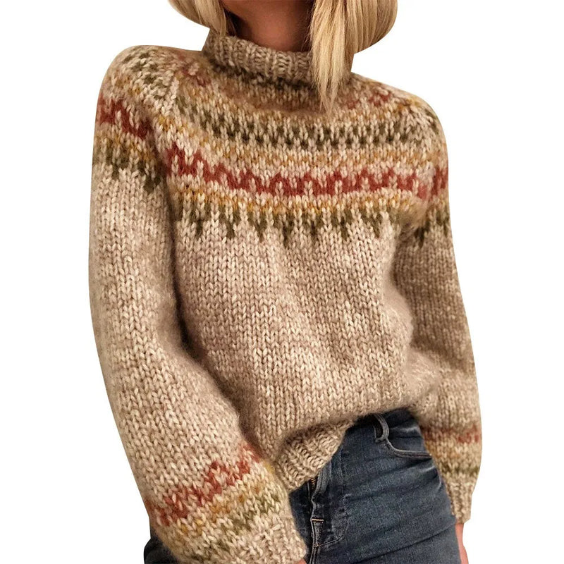 Cotton Sweater with Mixed Neutral Fair Isle Pattern