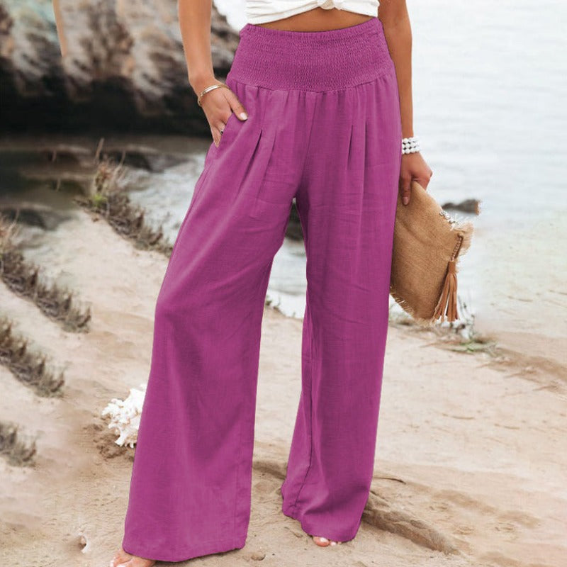 Pants with wide leg and high waist