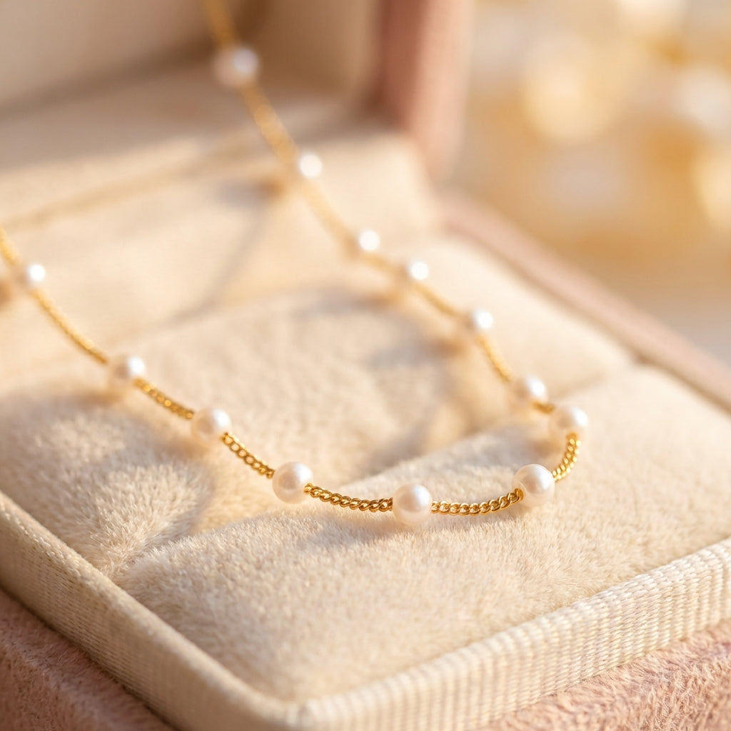 Small Pearl Necklace In Gold