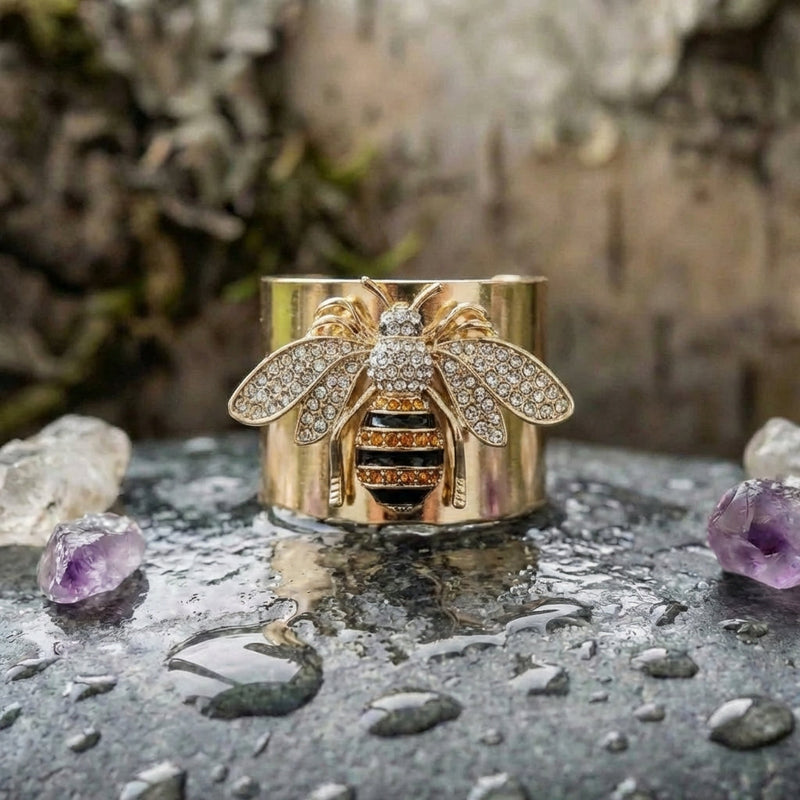 Statement Crystal Bee Ring