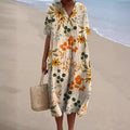 Midi dress with bohemian floral pattern