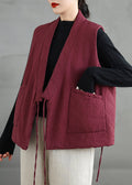 Mulberry V Neck Pockets Fine Cotton Filled Vest Sleeveless