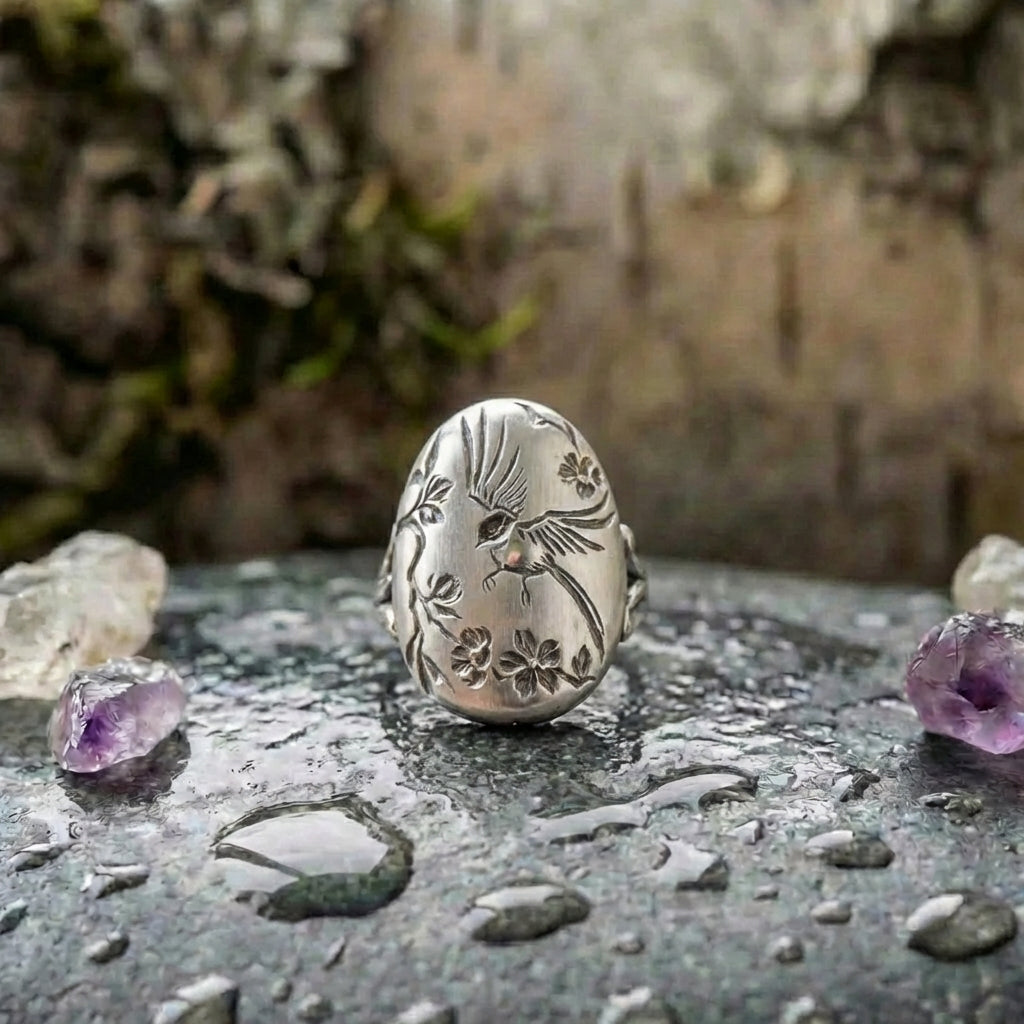 Vintage Swallow Flower Ring