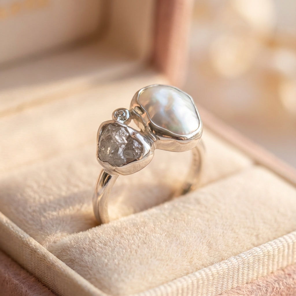 Vintage Baroque Pearl Silver Ring