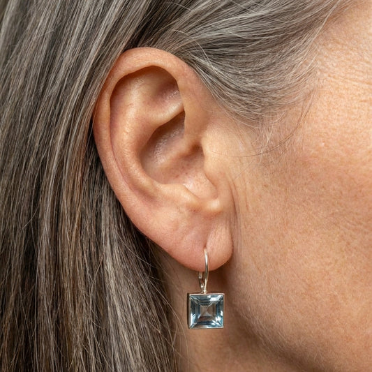 Blue Cubic Glass Earrings