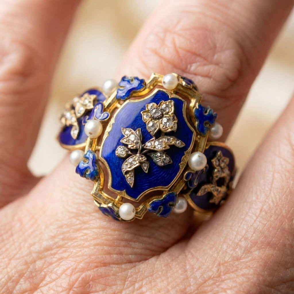 Blue Enamel Ring