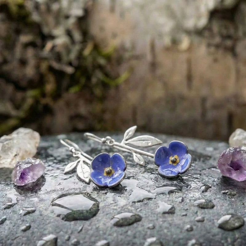 Vintage Blue Flower Earrings