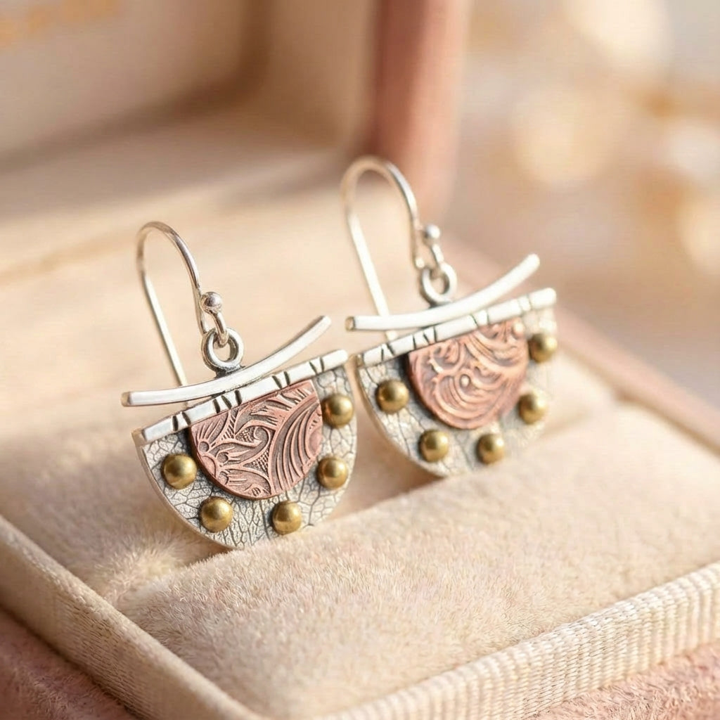 Vintage Bronze Semicircle Earrings