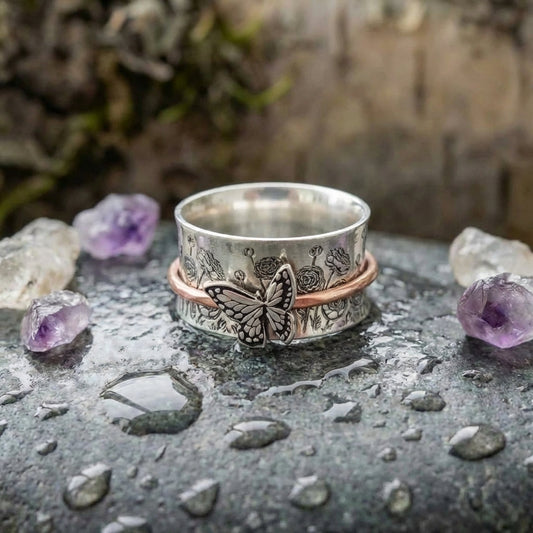Vintage Butterfly Anxiety Ring