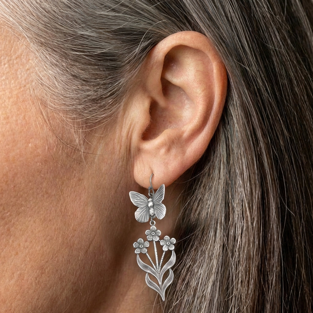 Butterfly Flower Earrings