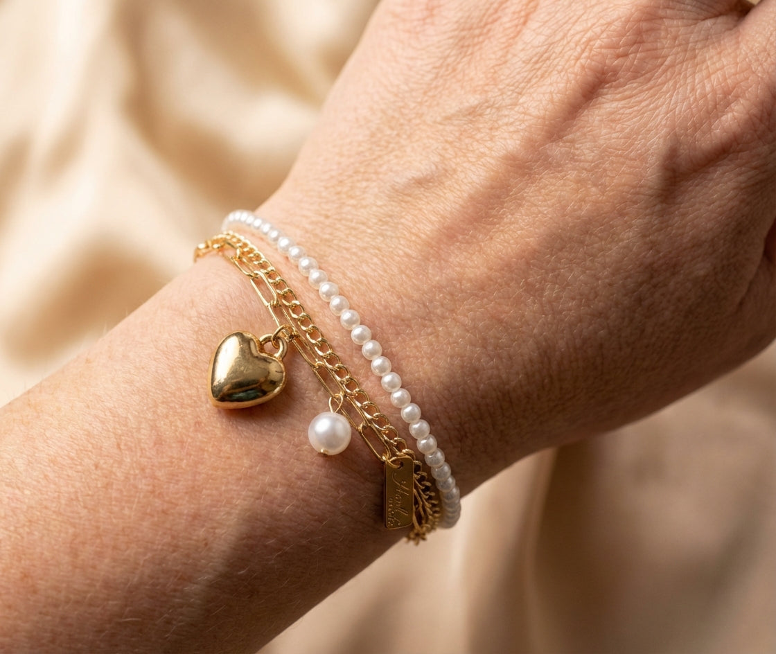 Charm Double Layer Pearl Bracelet