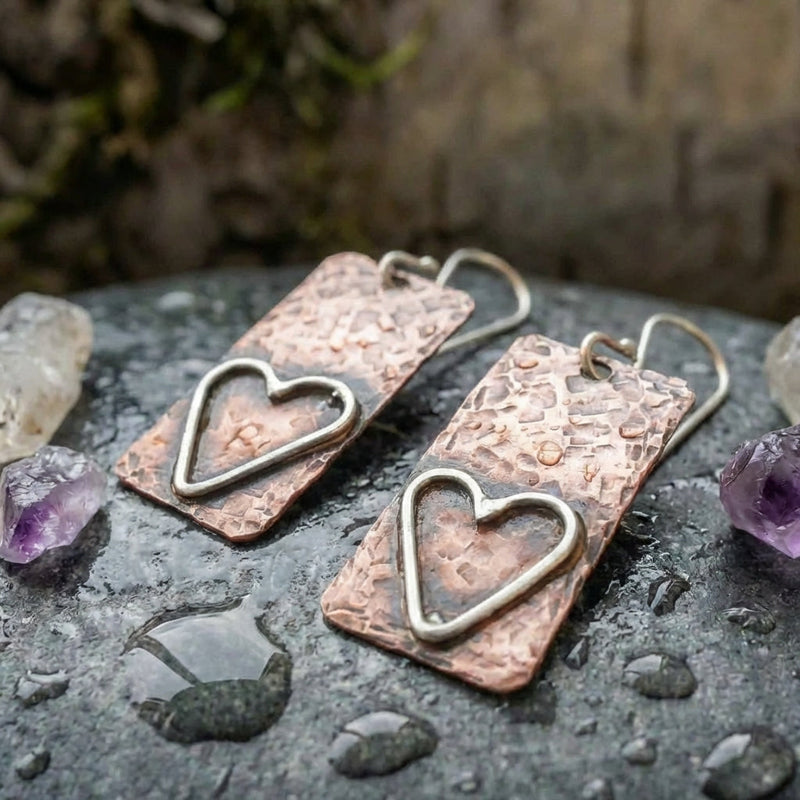 Vintage Copper Heart Earrings