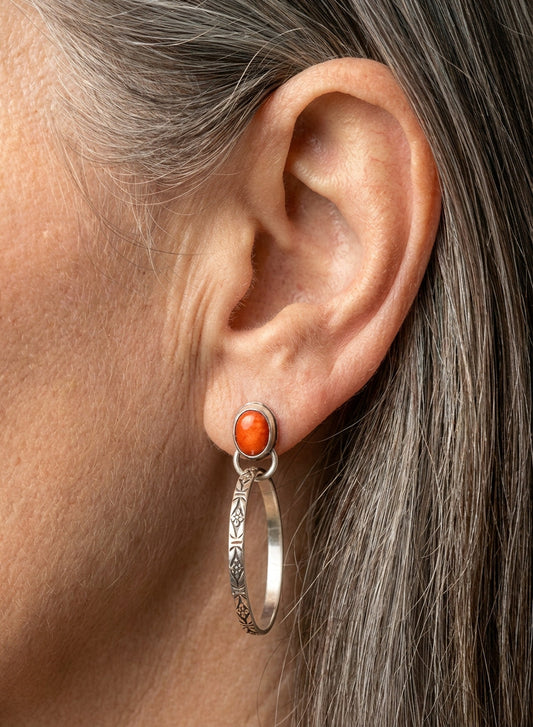 Coral Stone Dangling Earrings