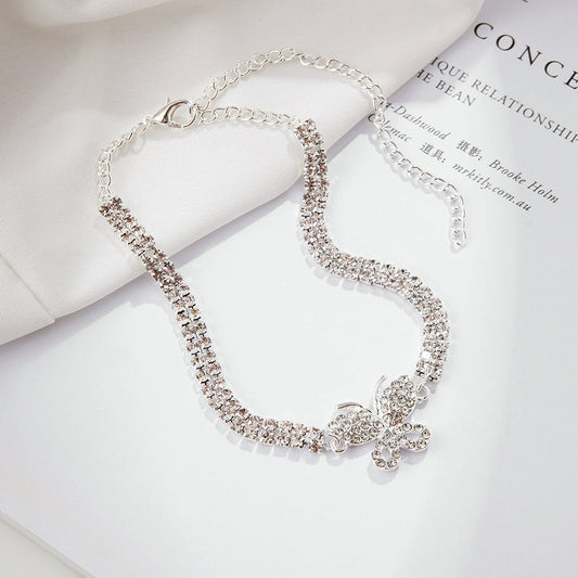 Vintage Crystal Chain Butterfly Charm