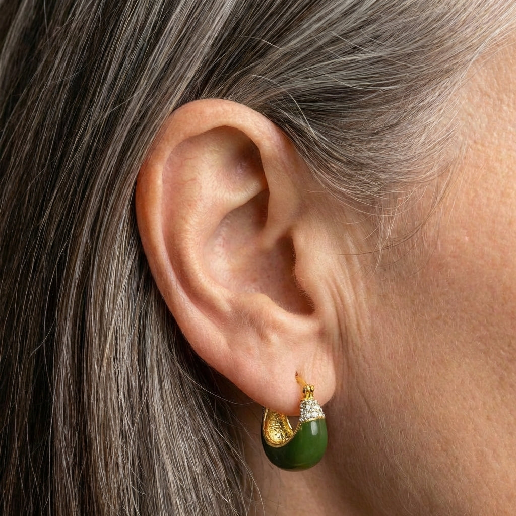 Vintage Crystal Green Stone Earrings