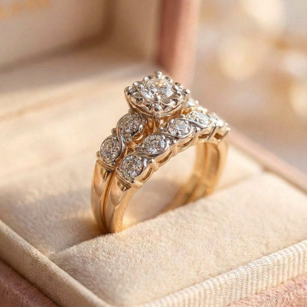 Vintage Elegant Bright Golden Ring